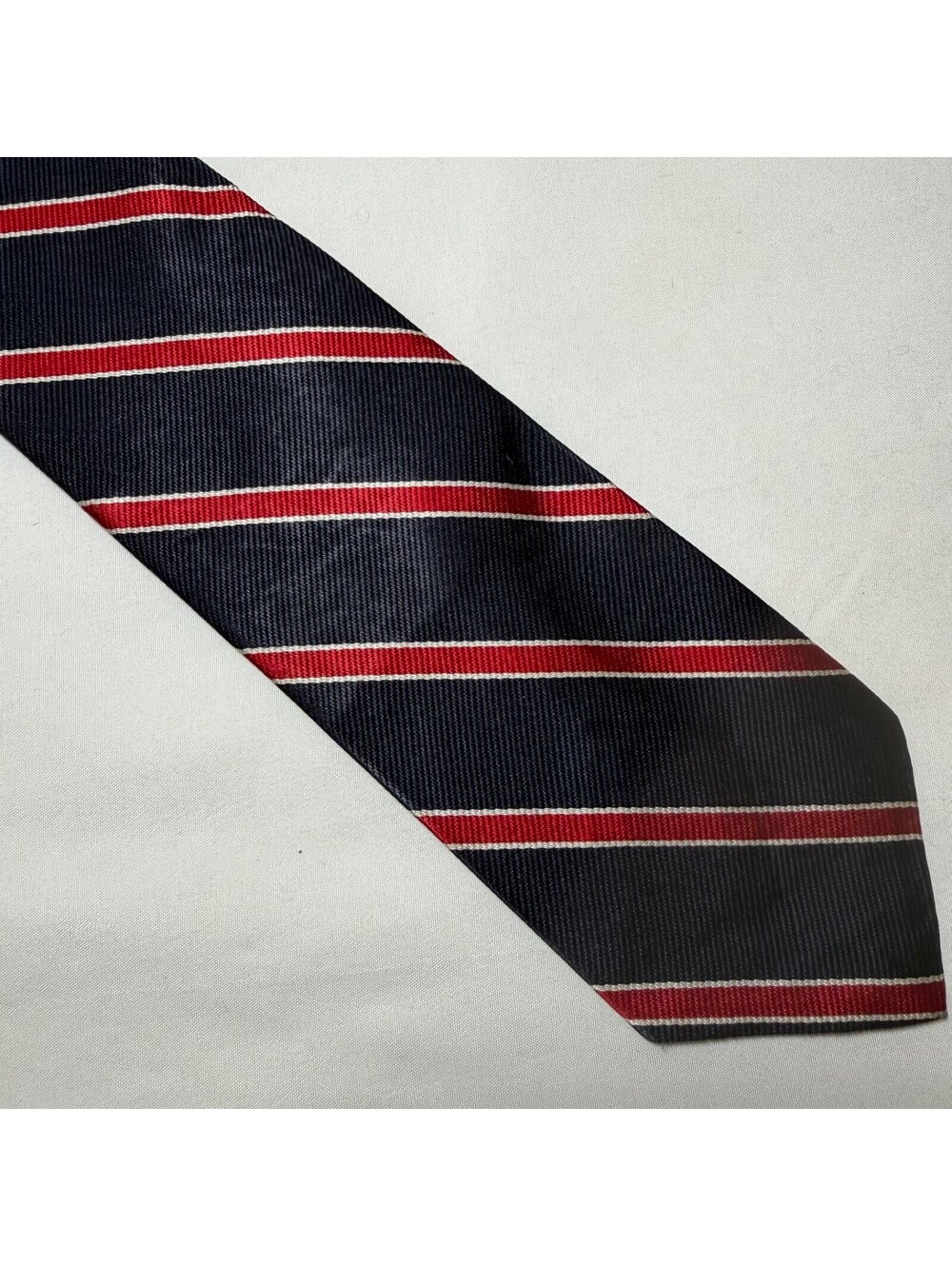 Liberty of London Vintage Repp Red White Blue Silk Neck Tie 57"x 3.25" IP07
